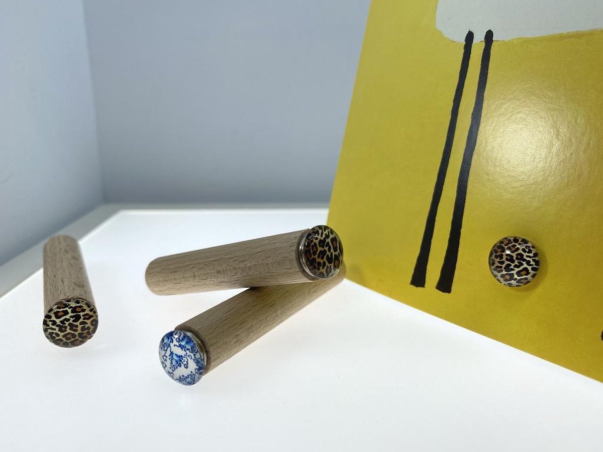High5wood Kaartpin Leopard Print kaarthouders set van 3 + 1 kaartstandaard