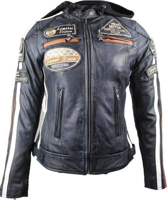 Urban 5884® Fifty Eight femme en cuir véritable Veste de moto en cuir -  Denim - 4XL | bol
