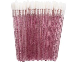 Lipgloss / Oogschaduw Borsteltjes - 10 stuks - Paars/Rood met glitter - Lipgloss applicators - brush lipstick make-up lip pluisvrij oogschaduw borsteltje