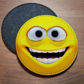 ILOJ onderzetter - Emoticon lachend in geel - rond