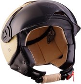 MOTO H45, Jethelm creme wit, leren afwerking, scooterhelm, motorhelm, XL, hoofdomtrek 61-62cm