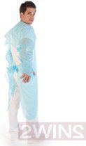 TWINS plastic wegwerp schort met lange mouwen wit maat XL - per stuk - 50 micron medisch virusbestendig materiaal