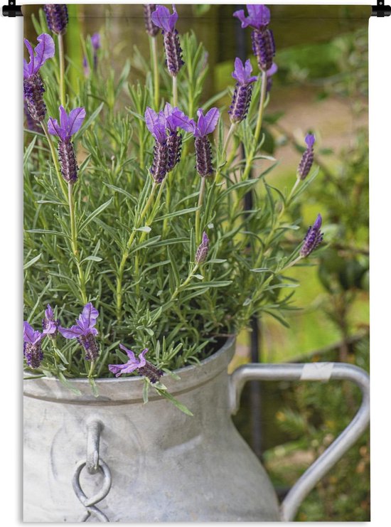 Wandkleed Lavendel  - Lavendel in melkbus Wandkleed katoen 60x90 cm - Wandtapijt met foto