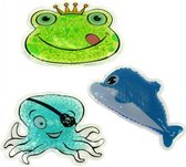 Hot-cold pack voor kinderen in leuke dierenfiguren kikkerprins, octopus piraat en dolfijn leuk als babygeschenkje en onmisbaar bij kleine kinderen