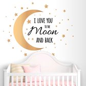 Muursticker: I love you to the moon and back.
