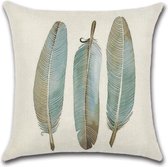 Kussenhoes Feathers - Blauw & Grijs - Kussenhoes - 45x45 cm - Sierkussen - Polyester