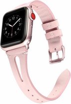 Geschikt voor Apple Watch bandje 38 / 40 / 41 mm - Series 1 2 3 4 5 6 7 8 SE - Smartwatch iWatch horloge band - 38mm 40mm 41mm - Fungus - PU Leer - Roze - Split