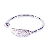 Zilveren Ring (925 Sterling) - Veertje - Verstelbaar - Dames - Lieve Jewels