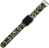 Geschikt voor Apple Watch bandje 42 / 44 / 45 mm - Series 1 2 3 4 5 6 7 SE - Smartwatch iWatch horloge band - 42mm 44mm 45mm - Fungus - Nylon - Groen - Army