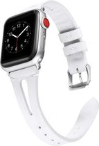 Fungus - Smartwatch bandje - Geschikt voor Apple Watch 42 / 44 / 45 / 49 mm - Series 1 2 3 4 5 6 7 8 9 SE Ultra iWatch - PU leer - Split - Wit