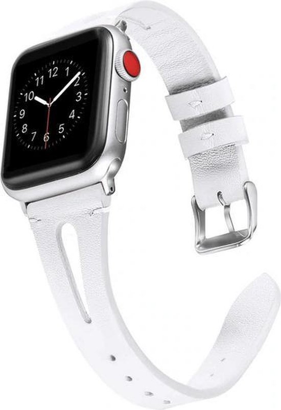 Fungus - Smartwatch bandje - Geschikt voor Apple Watch 42 / 44 / 45 / 49 mm - Series 1 2 3 4 5 6 7 8 9 SE Ultra iWatch - PU leer - Split - Wit
