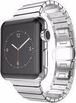 Geschikt voor Apple Watch bandje 42 / 44 / 45 / 49 mm - Series 1 2 3 4 5 6 7 8 SE Ultra - Smartwatch iWatch horloge band - 42mm 44mm 45mm 49mm - Fungus - RVS metaal - Zilver - Stre