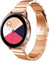 Smartwatch bandje - Geschikt voor Samsung Galaxy Watch 3 41mm, Active 2, 20mm horlogebandje - RVS metaal - Fungus - Streep schakel - Rosegoud