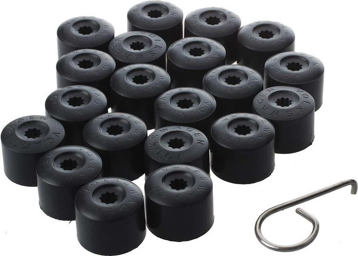 Lot de 20 cache-écrous de roue universels avec outil de démontage pour  voitures, noir (19 mm) 