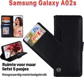 EmpX.nl Galaxy A02s Zwart Boekhoesje | Portemonnee Book Case | Flip Cover Hoesje | Met Multi Stand Functie | Kaarthouder Card | Beschermhoes Sleeve | Met Pasjeshouder & Magneet Slu