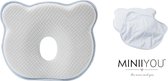 MINIIYOU® Bébé oreiller + taie - bleu - tête plate - 100% coton