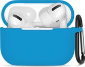 Hoesje geschikt voor Apple Airpods Pro - Softcase - Sleutelhanger - Cover - Extra dun - Siliconen - Lichtblauw