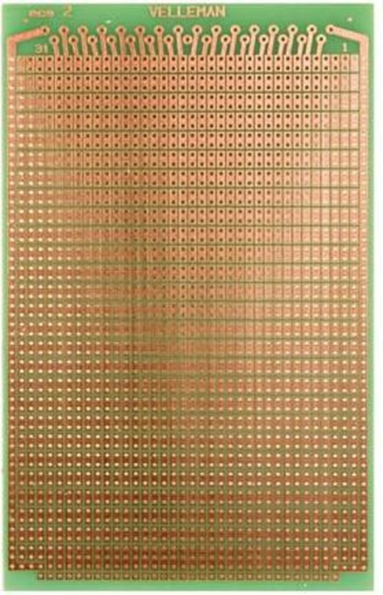 Carte Eurocard Velleman 100x160mm - Simple Face - Compatible Connecteurs DIN41612/41617 - Vert