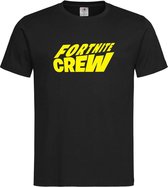 Zwart T shirt met Geel logo " Fortnite Crew " print size XL