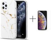 Luxe marmer hoesje voor Apple iPhone 12 | Marmerprint | Back Cover + 1x screenprotector
