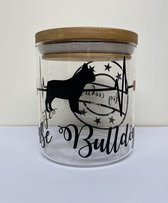 Honden koekjes pot Franse Bulldog glas met bamboe deksel