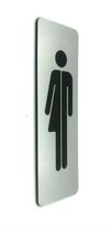 Deurbordje - WC bordje - WC - Toiletbord - Bordje - RVS Look - Pictogram – Genderneutraal Dames Heren – Vrouw - Man  - Zelfklevend - 150 mm x 50 mm x 1,6 mm - 5 Jaar Garantie