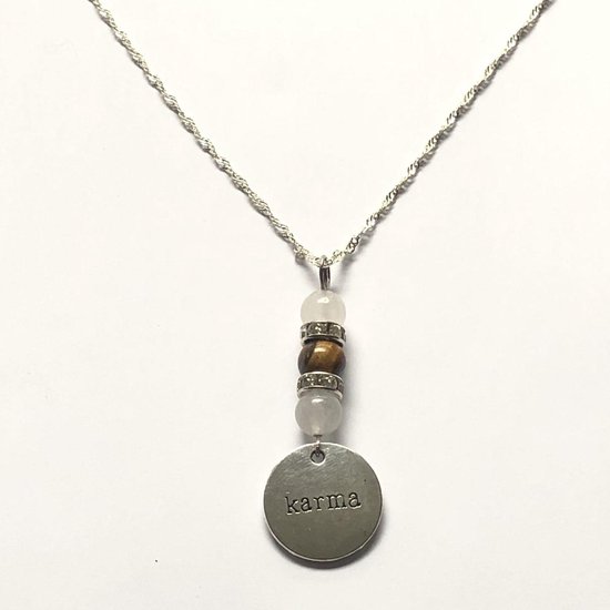 Wellness-House | Ketting Karma Tijgeroog | Karma Ketting | Ketting Met Edelsteen | Tijgeroog | Bergkristal | Karma | Zen