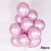 Luxe Ballonnen set - 50 stuks - Chrome Metal look - Latex - Feestdecoratie - Verjaardag - Party Balloons - Feestje  - Roze