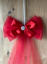 Noeuds rouges avec perles décoratives 2 pcs/ Décoration de mariage / Embellissement de mariage/ Noeud papillon en tulle 2 pcs