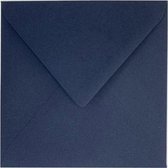 100x luxe wenskaartenveloppen vierkant 140x140 mm - 14x14 cm - 120 grams donkerblauw