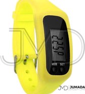 Jumada's Stappenteller - LCD Horloge - Armband - Tracker - Siliconen - Breed - Geel