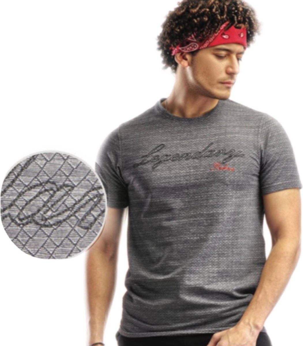 Embrator mannen T-shirt grafisch patroon grijs maat M