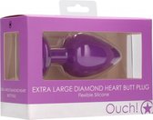 Diamond Heart Butt Plug - Extra Large - Purple - Butt Plugs & Anal Dildos - Ouch Silicone Butt Plug