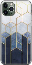 iPhone 11 Pro Max hoesje - Geometrisch fade art - Soft Case Telefoonhoesje - Print - Blauw