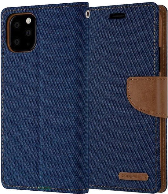 Apple iPhone 12 Pro Max Denim Bookcase - Blauw - Spijkerstof - Portemonnee hoesje