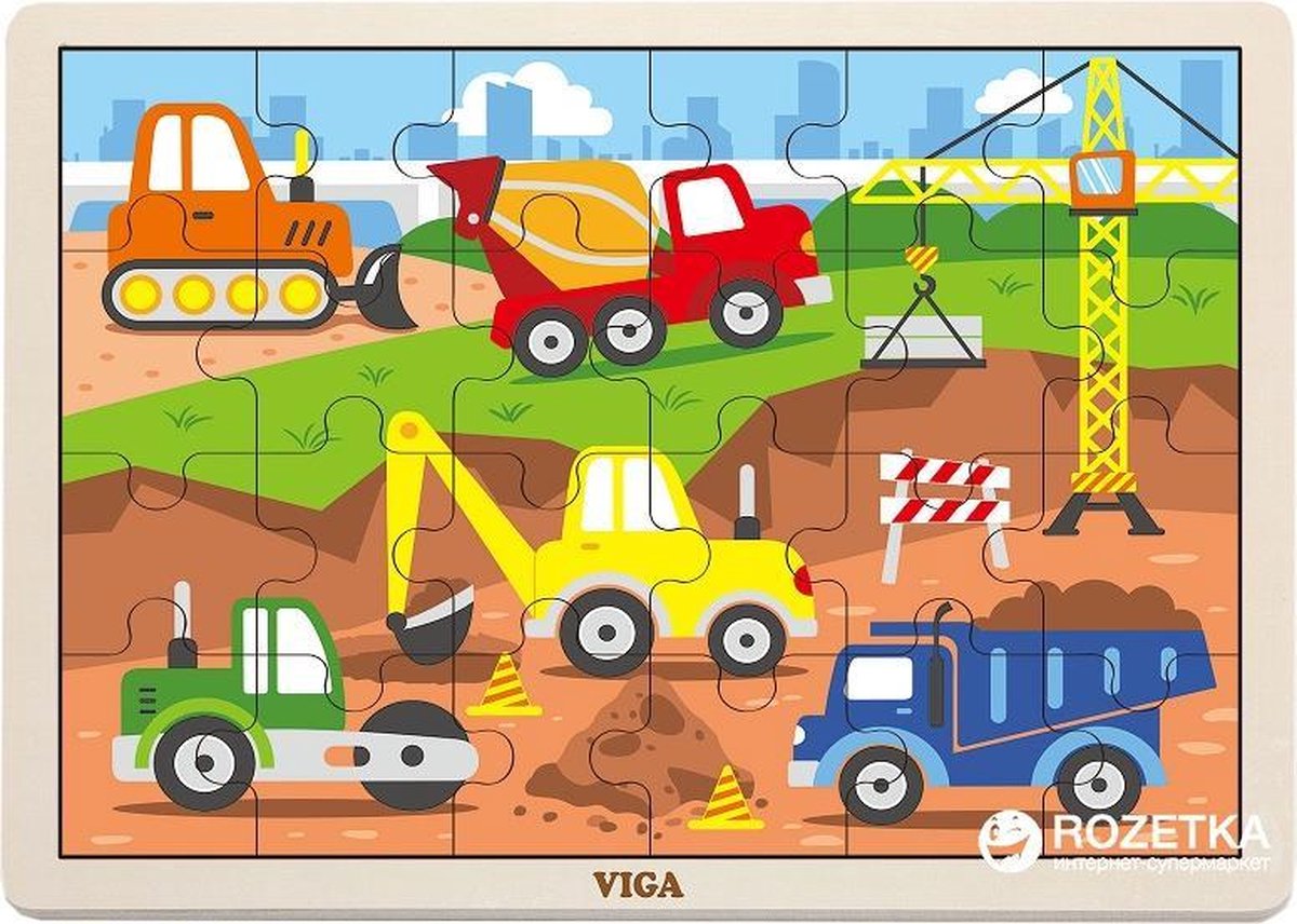 Viga houten kinderpuzzel 24 stukjes 30x23 cm - Puzzel bouwen