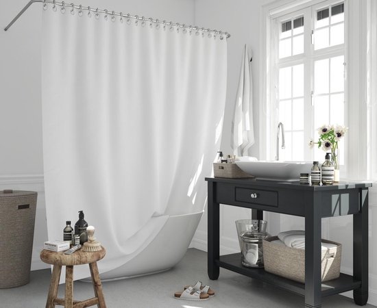 Roomture - rideau de douche - blanc - 120 x 200 cm