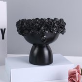 BaykaDecor - Unieke Bloemenhoofd Vaas - Woondecoratie - Luxe Moederdag Cadeau voor Mama - Snoeppot Multifunctioneel - Zwart 15 cm