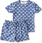 Little Label Pyjama Jongens Maat 86 - Wit, Blauw - Zachte BIO Katoen - Shortama - 2-delige zomer pyama jongens - Walvisprint