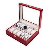 Horloge box voor uw juwelen en sieraden - 10 compartimenten met kussentjes - Hout