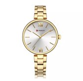 Dames horloge – Quartz - Ø30mm - Goudkleurig/Wit - Curren ® giftbox – 1 jaar garantie