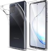 Silicone hoesje transparant met 2 Pack Tempered glas Screen Protector Geschikt voor: Samsung Galaxy Note 10 Lite