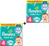 Pampers Baby-Dry - Maat 4 (Maxi) 9-14 kg - Maandbox 348 Stuks - Luiers