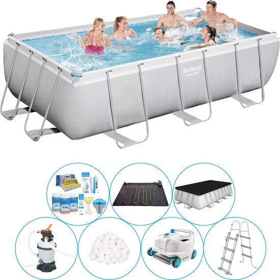 Piscine Avec Accessoires de vêtements pour bébé - Power Steel Rectangle 404x201x100 cm