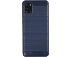 BMAX Carbon soft case hoesje geschikt voor Samsung Galaxy A31 / Soft cover / Telefoonhoesje / Beschermhoesje / Telefoonbescherming - Blauw