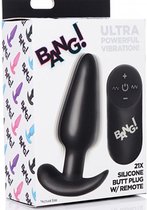 21X Vibrating Silicone Butt Plug with Remote Control - Black - Butt Plugs & Anal Dildos