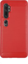 BMAX Carbon soft case hoesje geschikt voor Xiaomi Mi Note 10 / Soft cover / Telefoonhoesje / Beschermhoesje / Telefoonbescherming - Rood