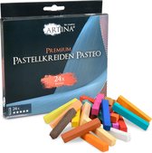 Artina Pasteo - 24 morceaux de marqueurs de craie douce dans un étui en métal - crayons pastel fins de craie douce