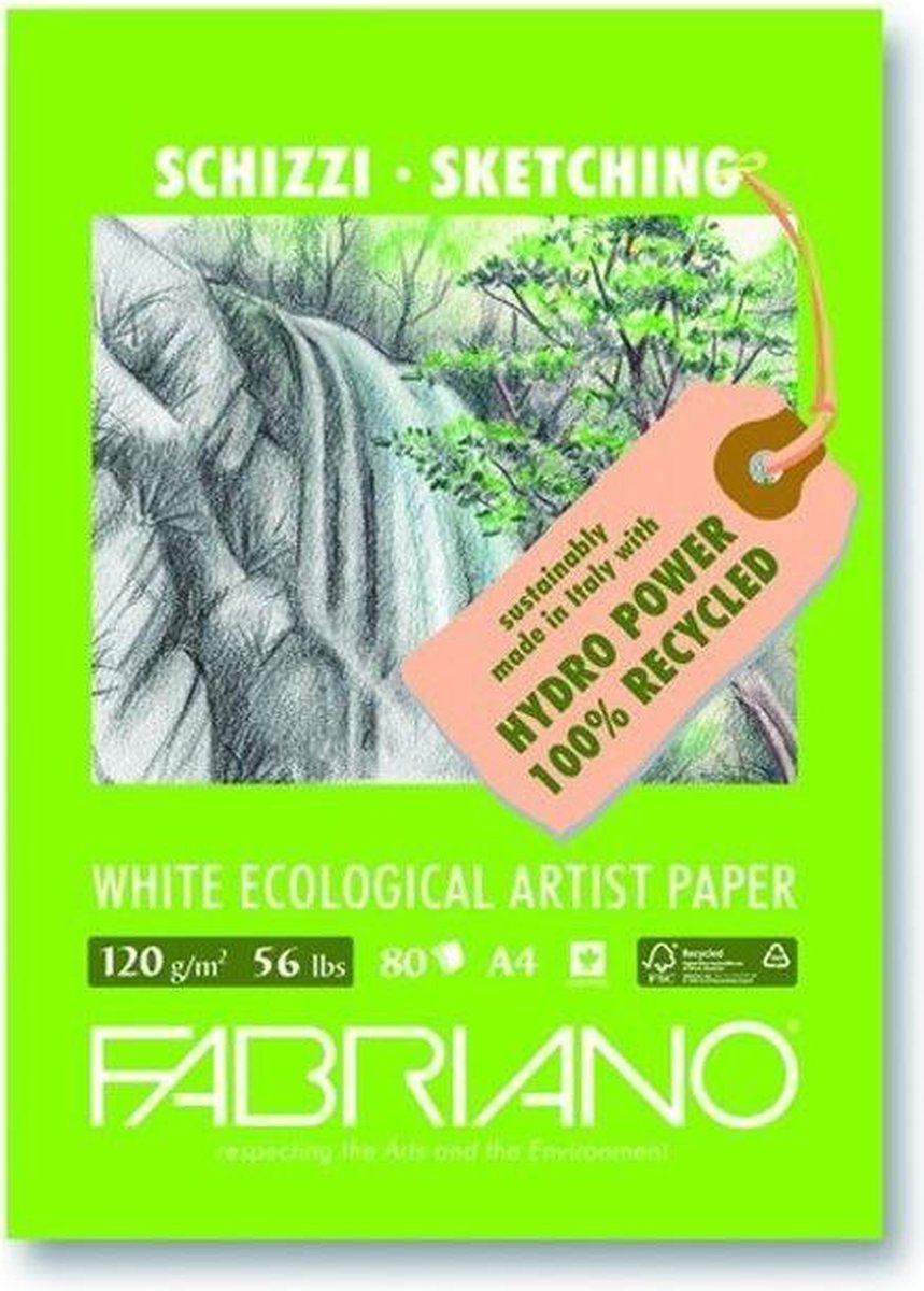 Fabriano Blok Wit Ecologisch papier 80 vel 120gr A4 - Fabriano
