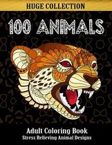 100 Animals Adult Coloring Book, Stress Relieving Animal Designs